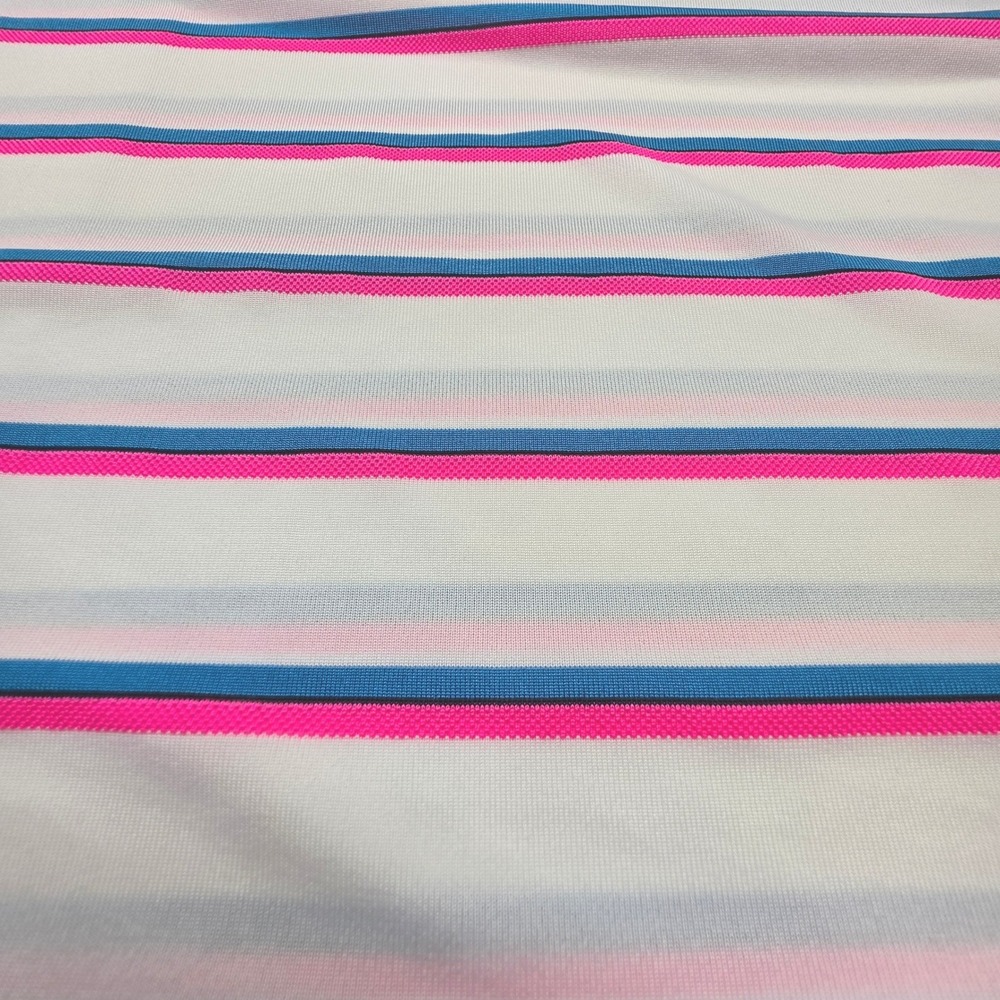 Nike Golf Dri-FIT Mens Large White Pink Blue Striped Polo Shirt 520560-101 - Picture 9 of 12